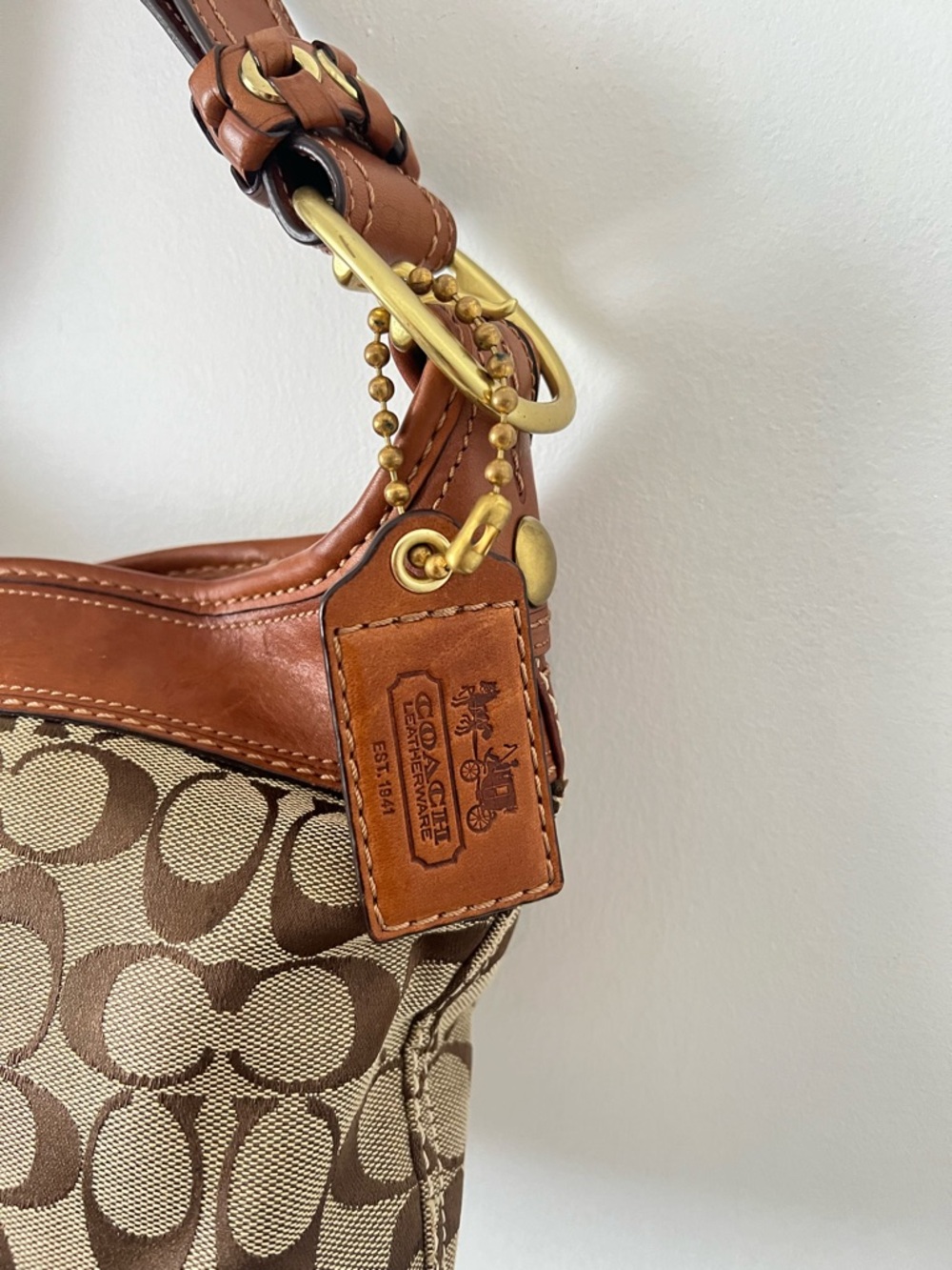 COACH Signature Canvas Shoulder Bag in Brown - Picture 8 of 15